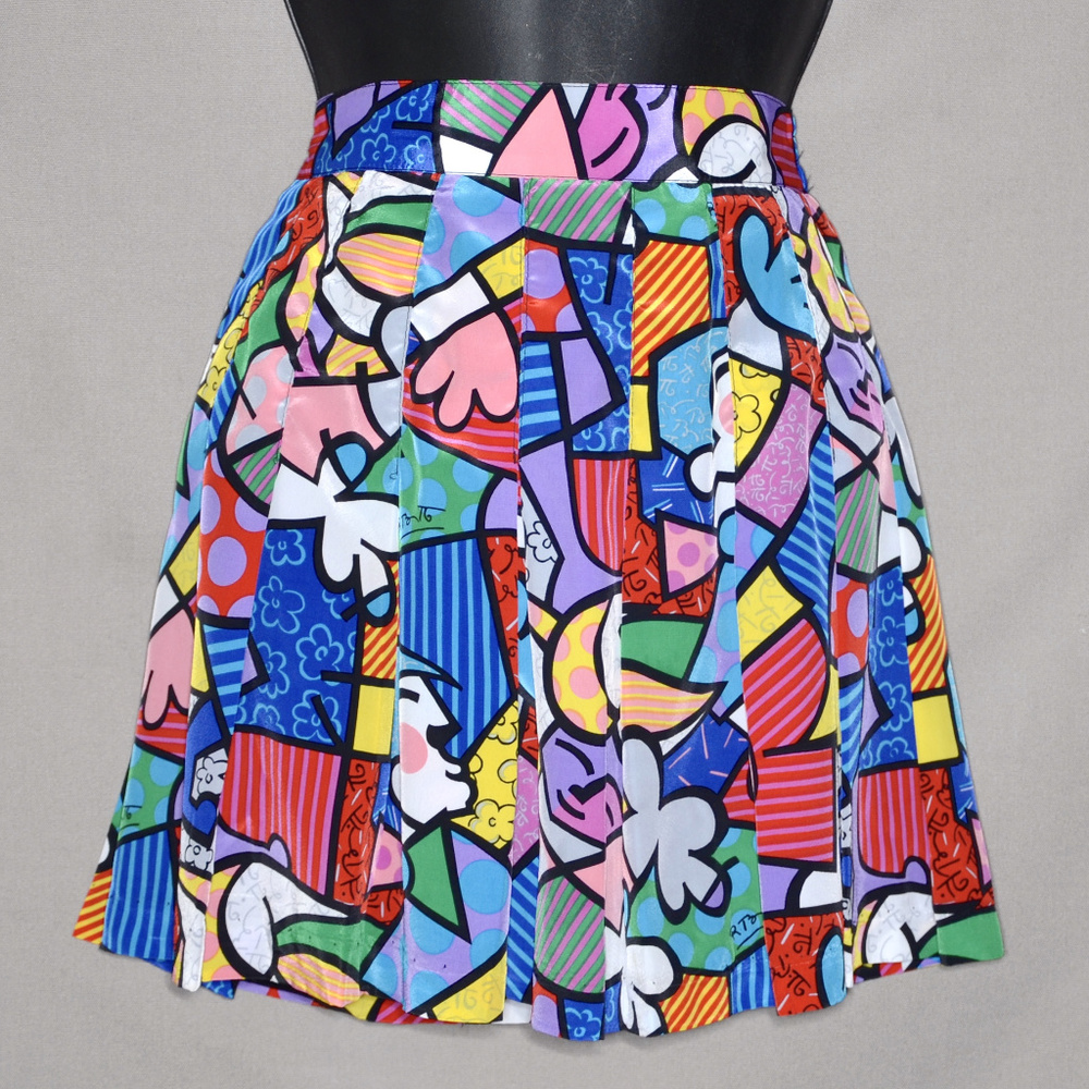 Vintage 90s TAIL Colorful Graphic Print Mini Skirt - Picture 1 of 8